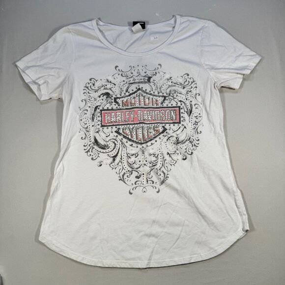 Harley-Davidson Tops - Harley-Davidson Tucson AZ Rhinestone Tee Women’s M White 2017 Scroll Graphic